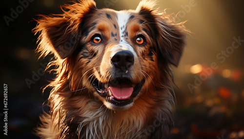 Cute pets, purebred dogs, sitting, looking at camera, playful and loyal generated by AI © djvstock