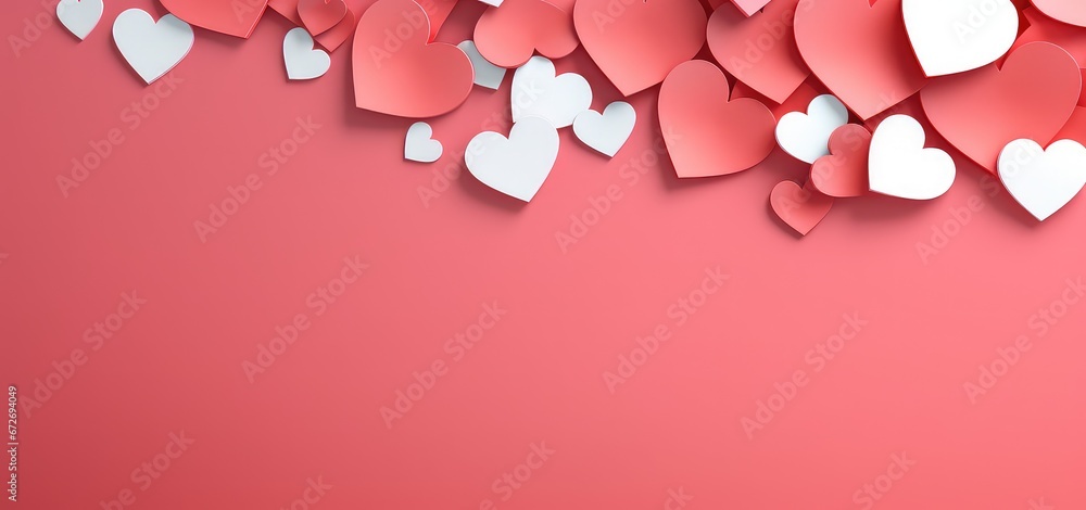 Hearts  color  Banner with Centered Empty Space, Isolated on Solid Color Background,for valentines day