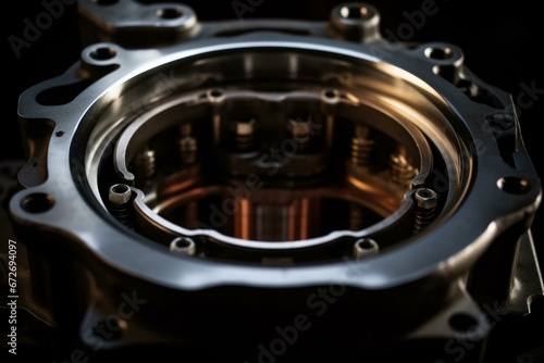 Bottom view of piston in internal combustion engine. Generative AI
