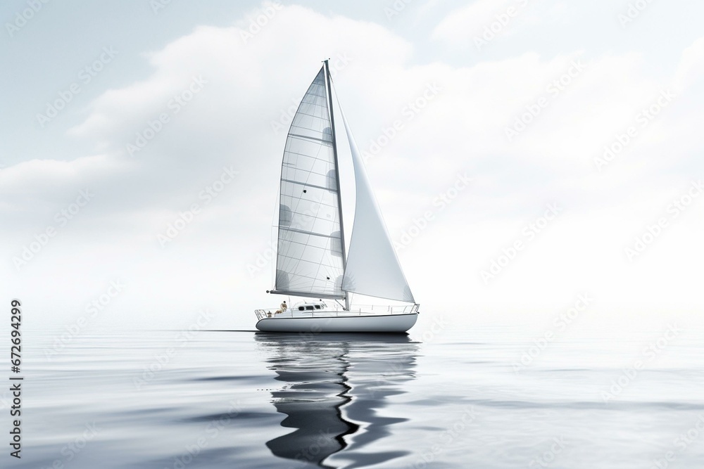 White, isolated sailboat. Generative AI