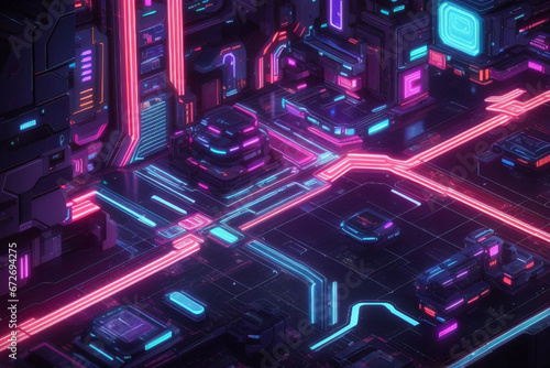 Cyberpunk Space Station - Generative ai, üretken yapay zeka, 