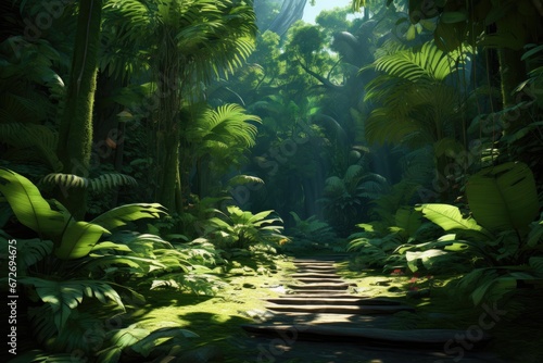 Illustration of tropical forest landscape.