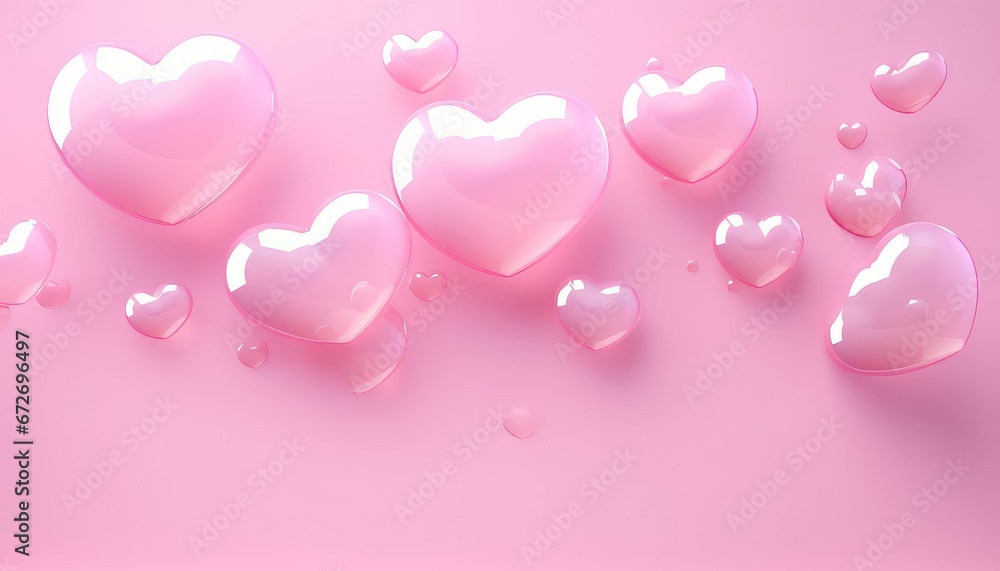 Three-Dimensional shape of heart   soap bubble texture  ,pink color  