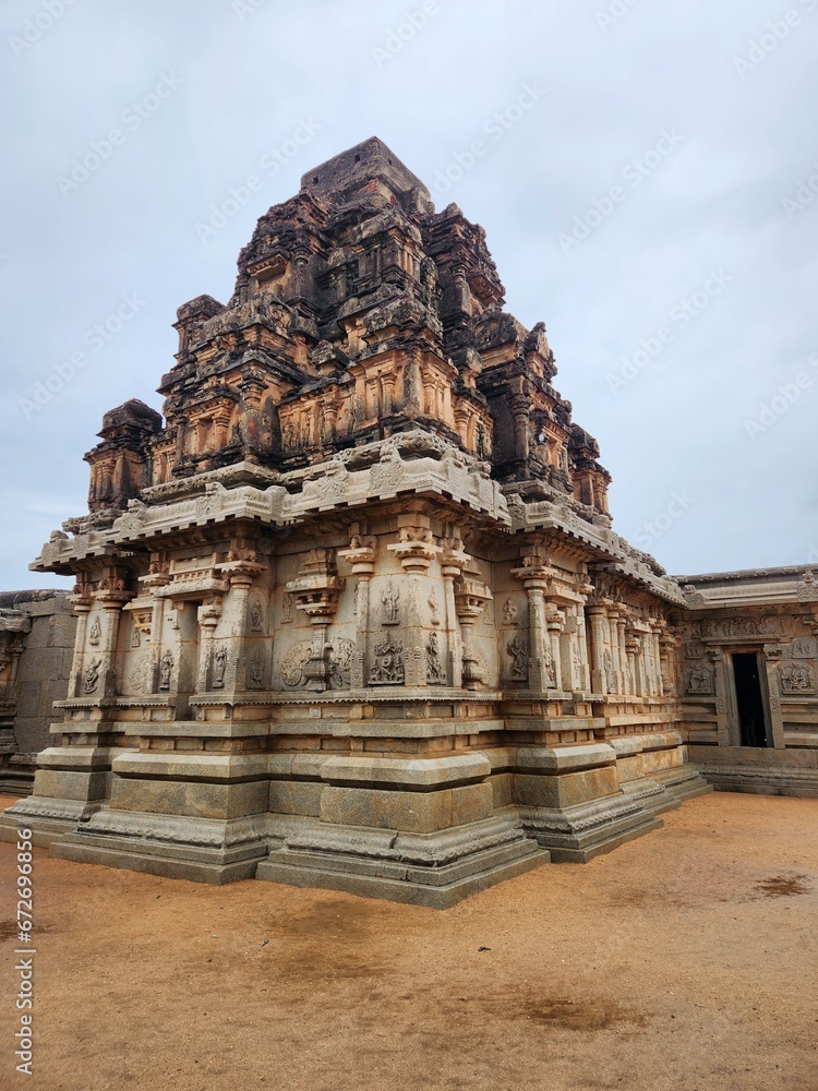 Hampi, Karnataka India - July 23 2023: Hazara Raama Temple in the premises of Royal Palace.