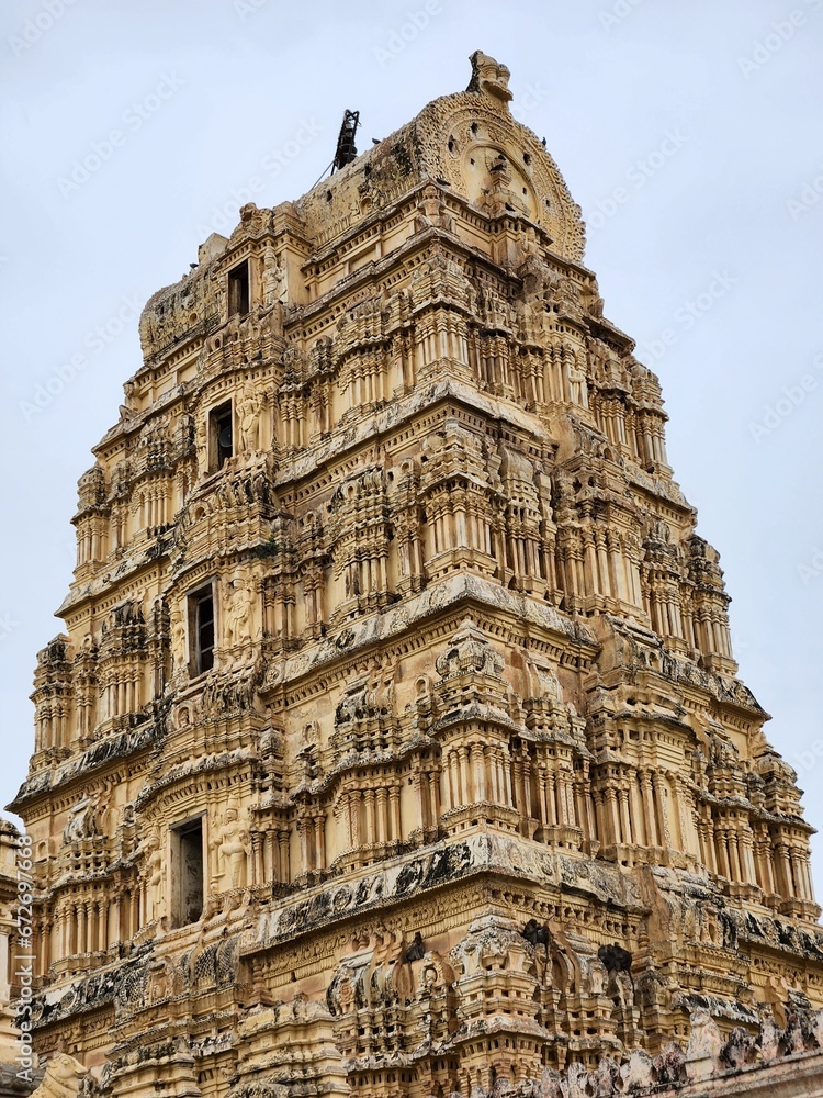 Hampi, Karnataka India - July 24 2023: Virupaksha Temple built in the 14th century at Hampi.