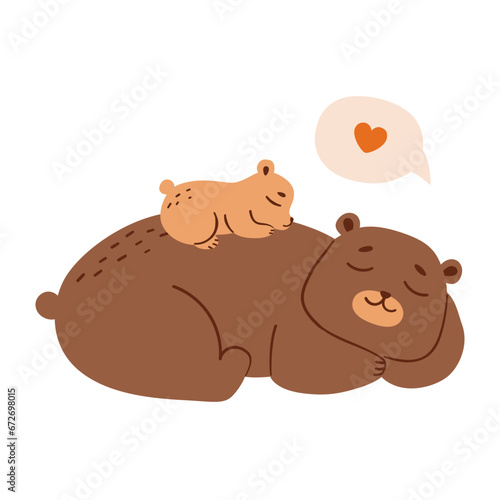 Bears are sleeping Flat Vector Illustration  