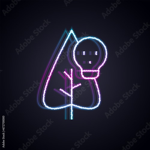 Glowing neon line Poison flower icon isolated on black background. Vector