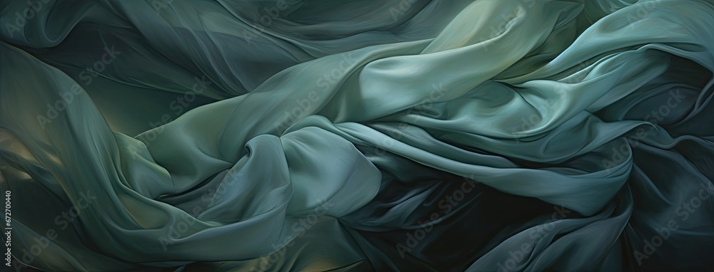 abstract background of green wavy silk or satin luxury cloth. abstract background of green wavy silk or satin luxury cloth.