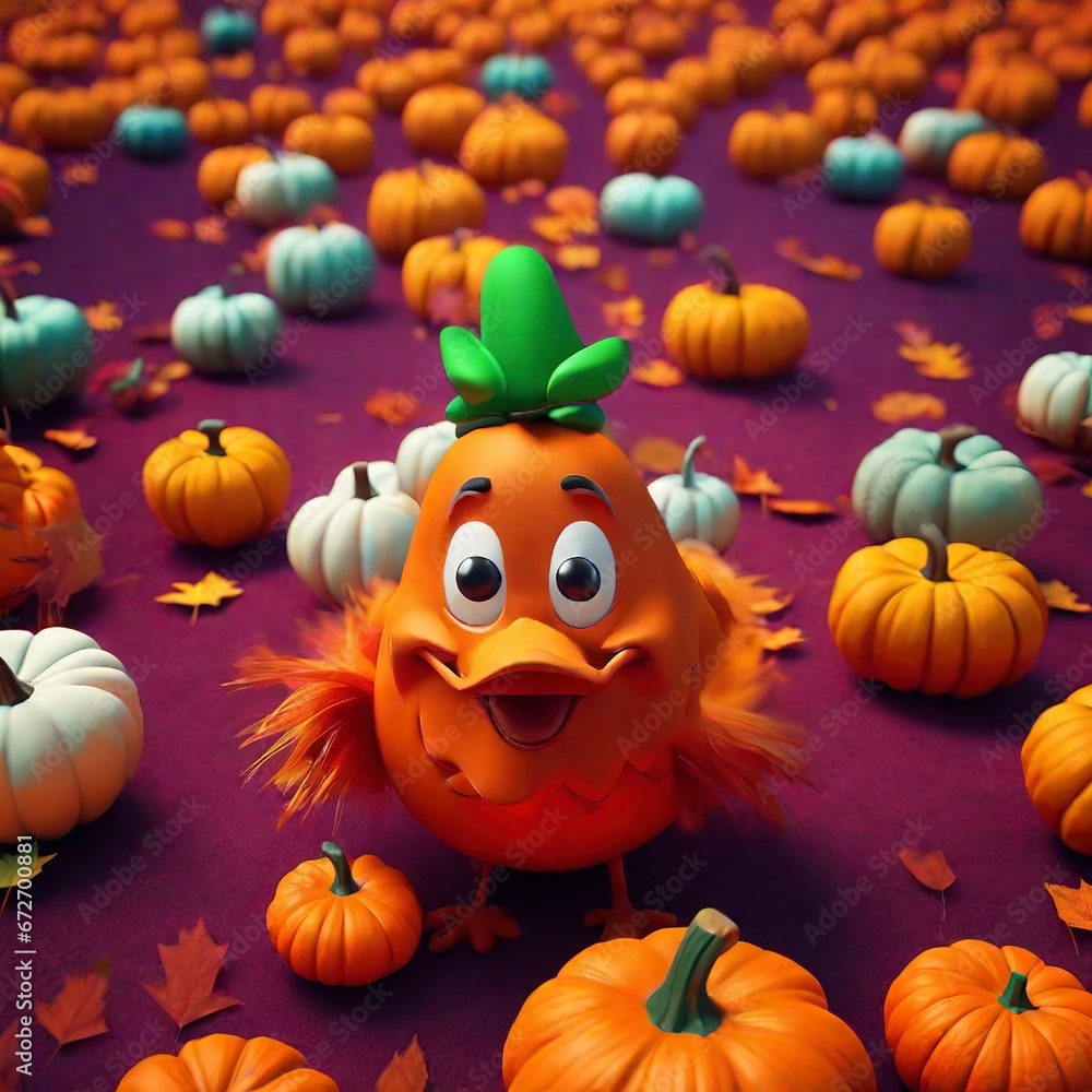 Fototapeta premium Cartoon illustration of Funny Thanksgiving Day Turkey