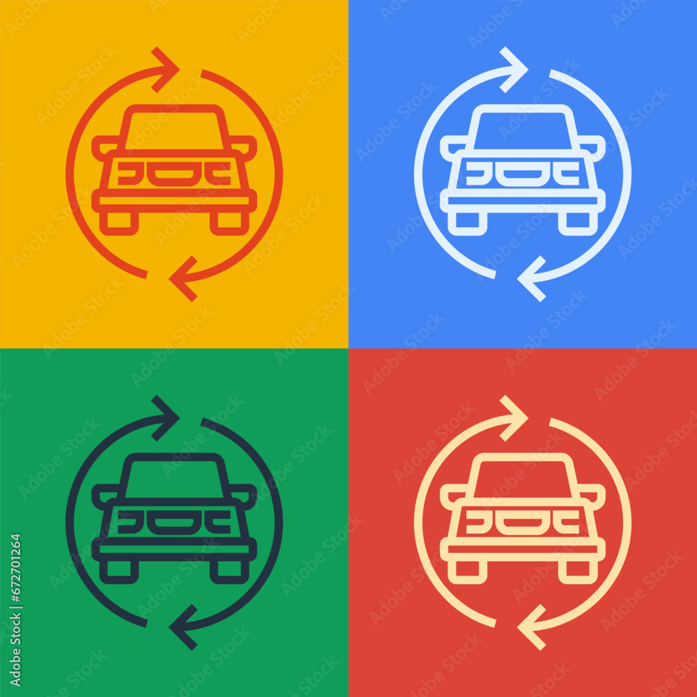 Pop art line Car service icon isolated on color background. Auto mechanic service. Repair service auto mechanic. Maintenance sign. Vector Pop art line Car service icon isolated on color background. Auto mechanic service. Repair service auto mechanic. Maintenance sign. Vector