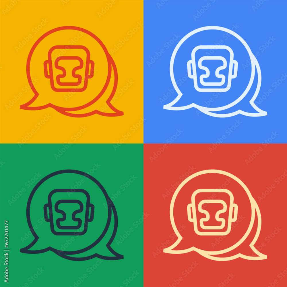 Pop art line Boxing helmet icon isolated on color background. Vector Pop art line Boxing helmet icon isolated on color background. Vector