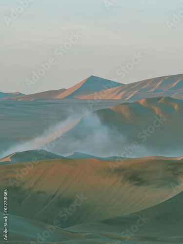 Sunrise over the sand desert