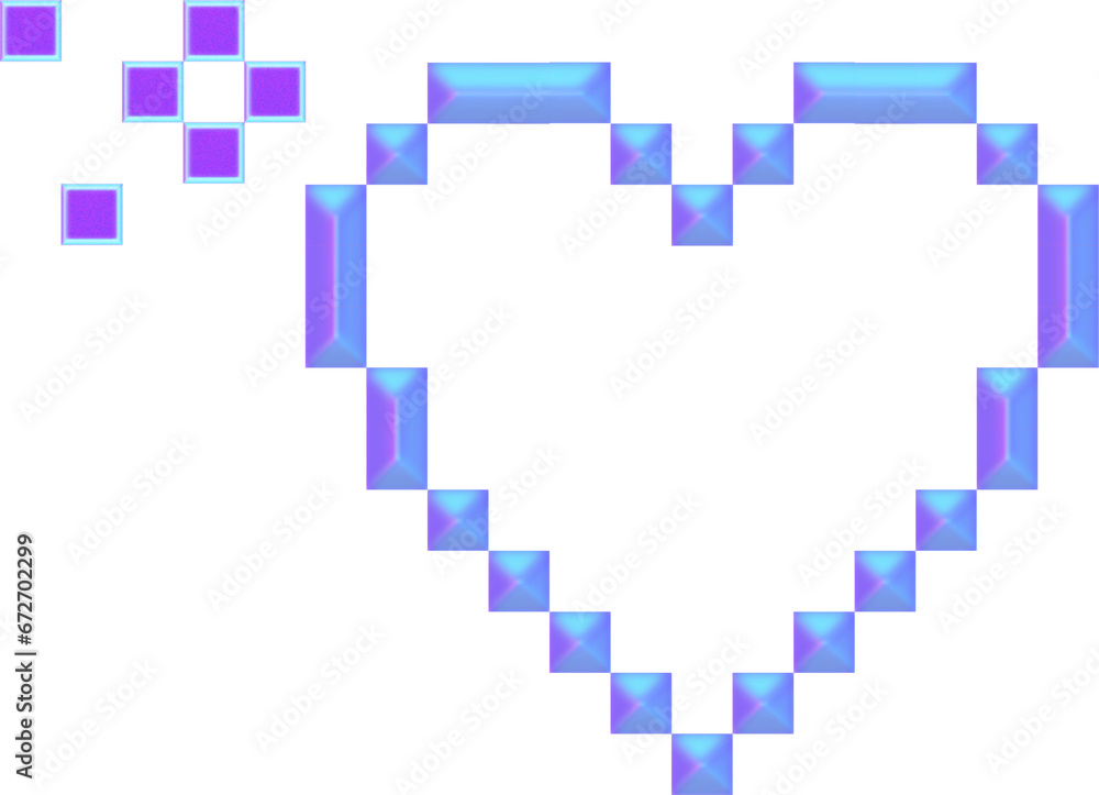 Fototapeta premium heart pixel art hologram y2k 