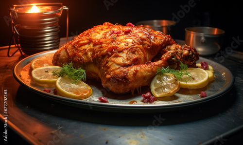 whole chicken grill isolated on black