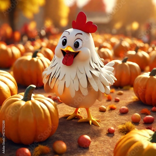 Cartoon illustration of Funny Thanksgiving Day Turkey