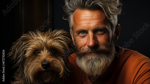 the owner and his best friend the dog portrait