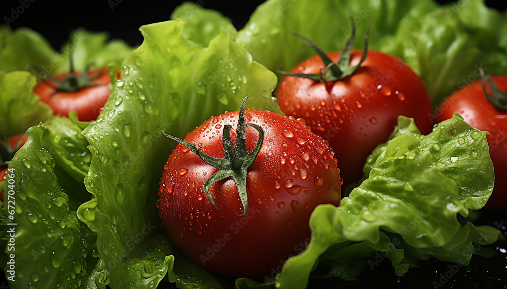 Freshness of tomato, vibrant color, healthy eating, organic vegetarian food generated by AI