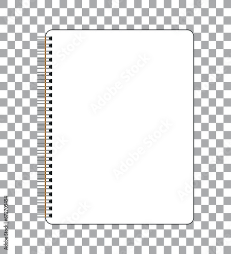 Spiral blank open notebook, closed white open book vector.