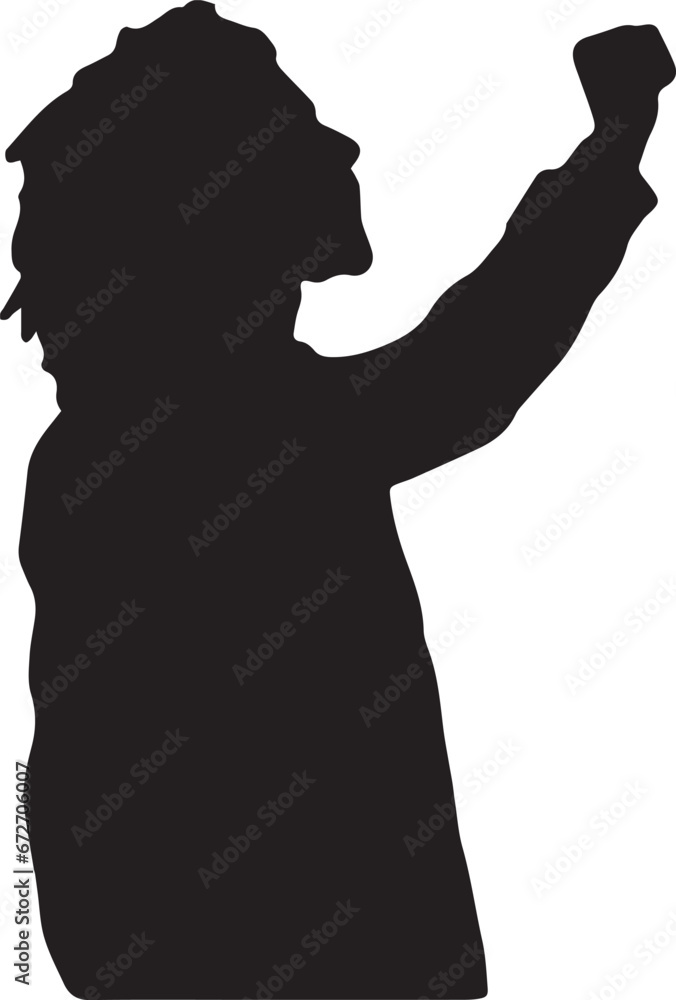 Silhouette of a person with holding hand vector illustration
