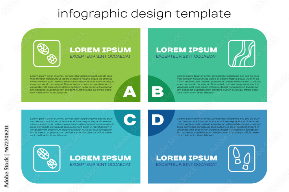 Obraz premium Set line Human footprints shoes, , and Snake paw. Business infographic template. Vector