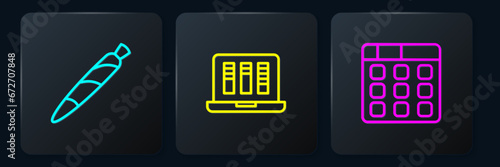 Set line Marijuana joint, spliff, Drum machine music and Sound or audio recorder. Black square button. Vector