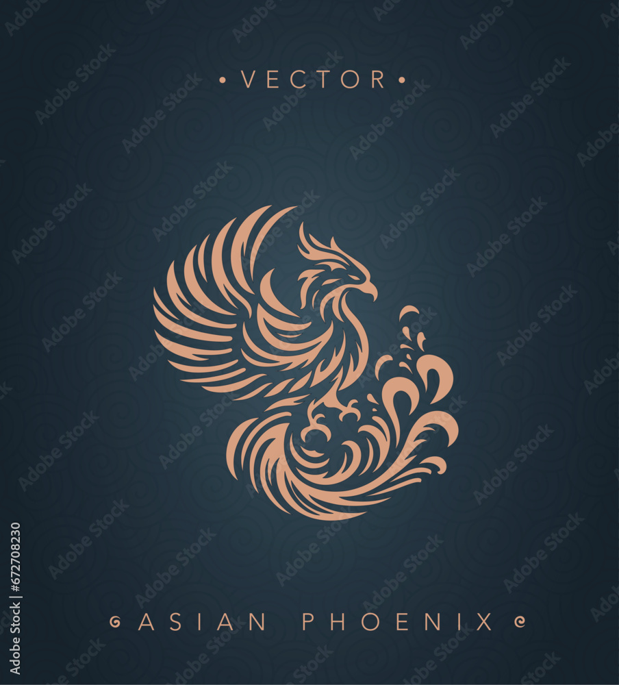 Fototapeta premium Asian traditional phoenix pattern ancient Chinese phoenix 