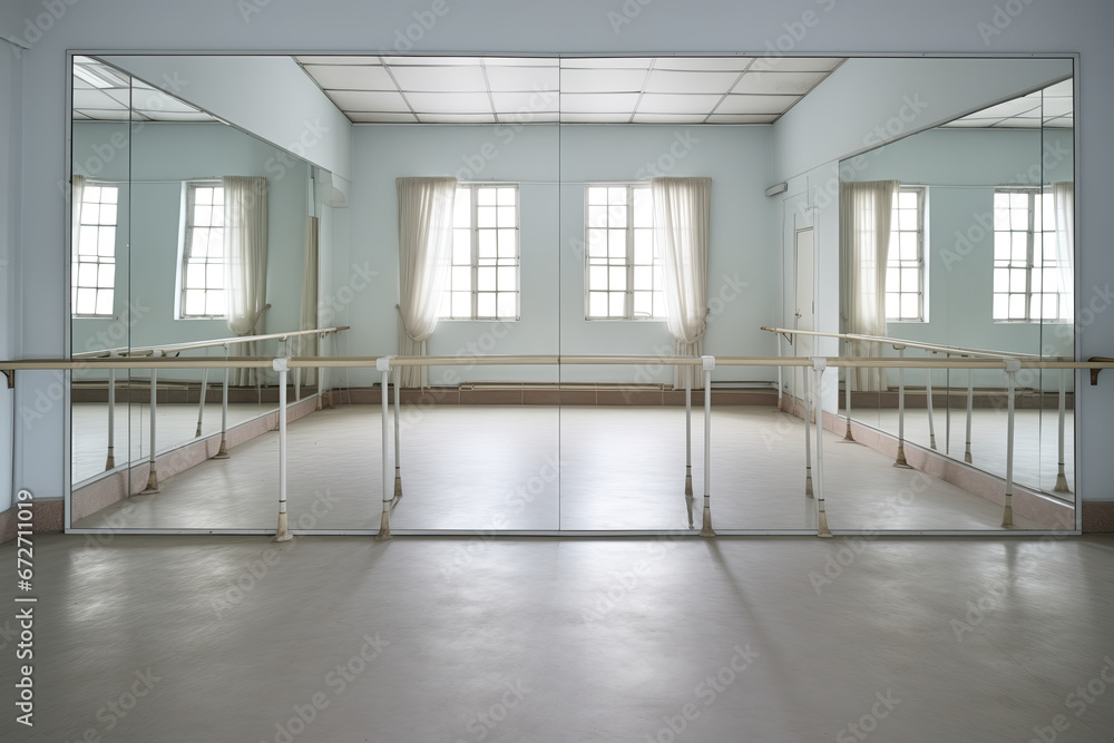 Empty ballet studio with mirrors Empty ballet studio with mirrors