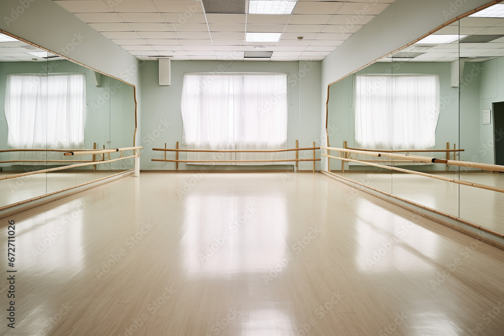 Fototapeta premium Empty ballet studio with mirrors
