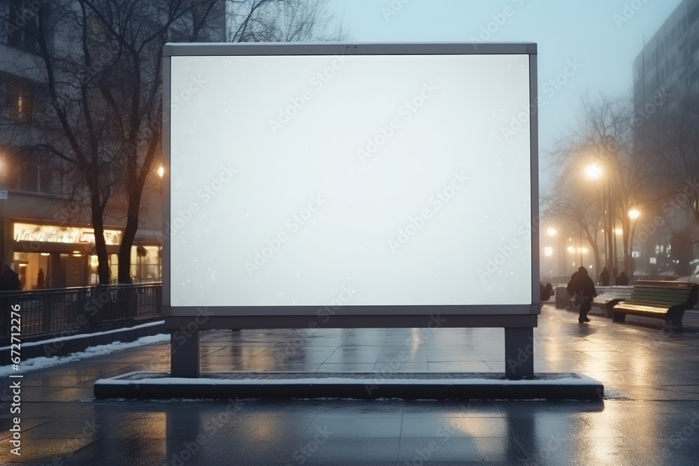 Blank white billboard or display for advertising, with blurred background. Blank white billboard or display for advertising, with blurred background.