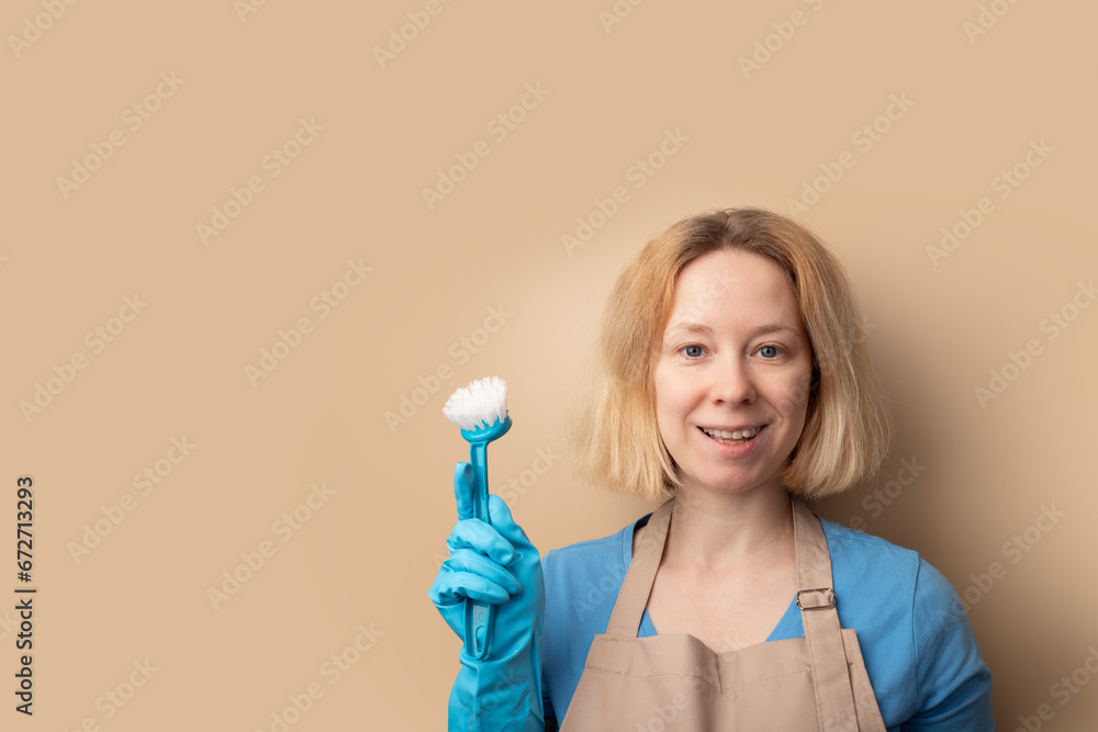 Domestic cleanliness, a woman using disinfection products for hygiene, House cleaning, natural cleaning agents in use Domestic cleanliness, a woman using disinfection products for hygiene, House cleaning, natural cleaning agents in use