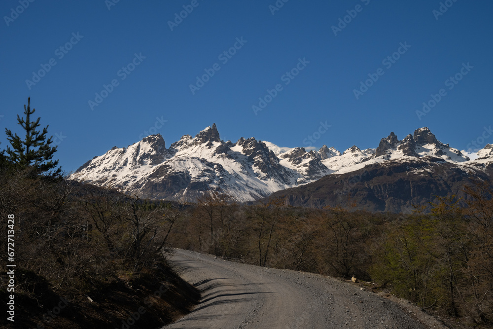 Snow capped mountains on the austral