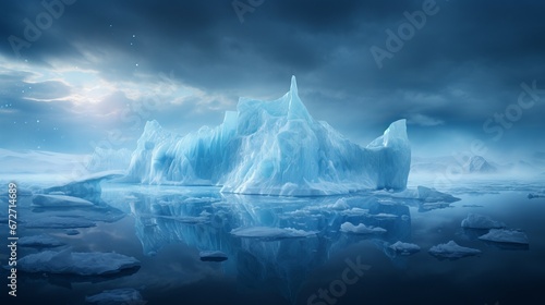 Melting ice with ice floe adrift in water  dissolving ice shards convey message of environmental preservation to take action to protect our planet  symbolizing environmental fragility  global warming