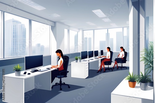 Working in office