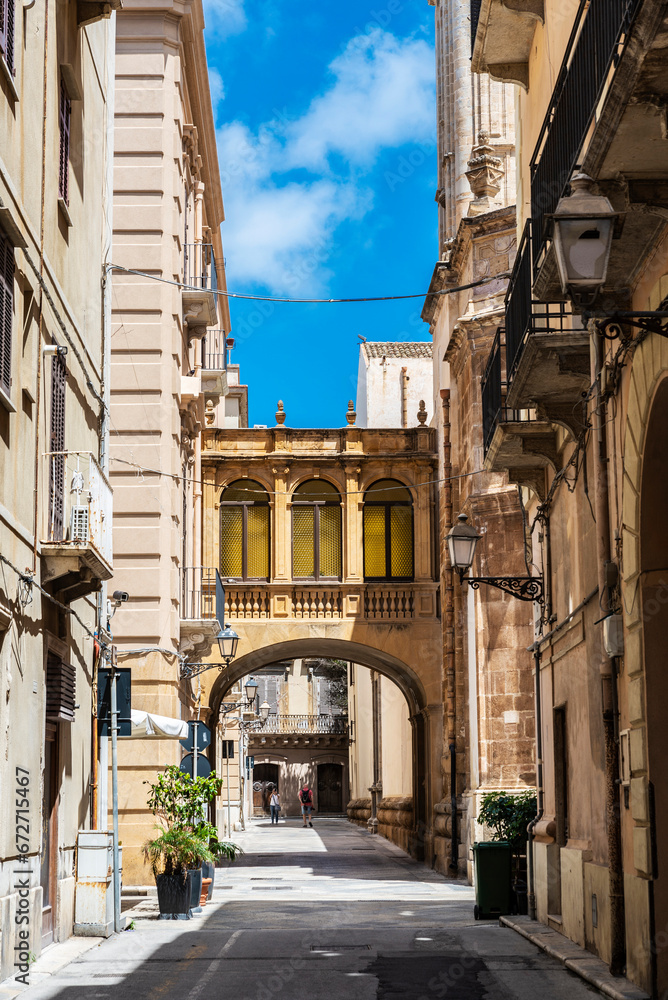 Street in the old town in Marsala, Sicily, Italy
