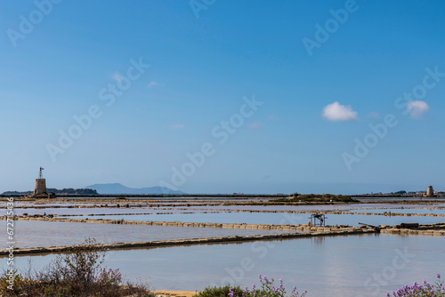 Salt evaporation ponds in Marsala, Sicily, Italy