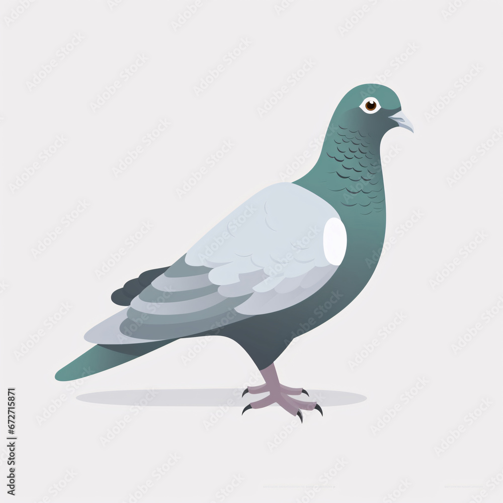 Fototapeta premium Free flying pigeon, urban birds concept illustration