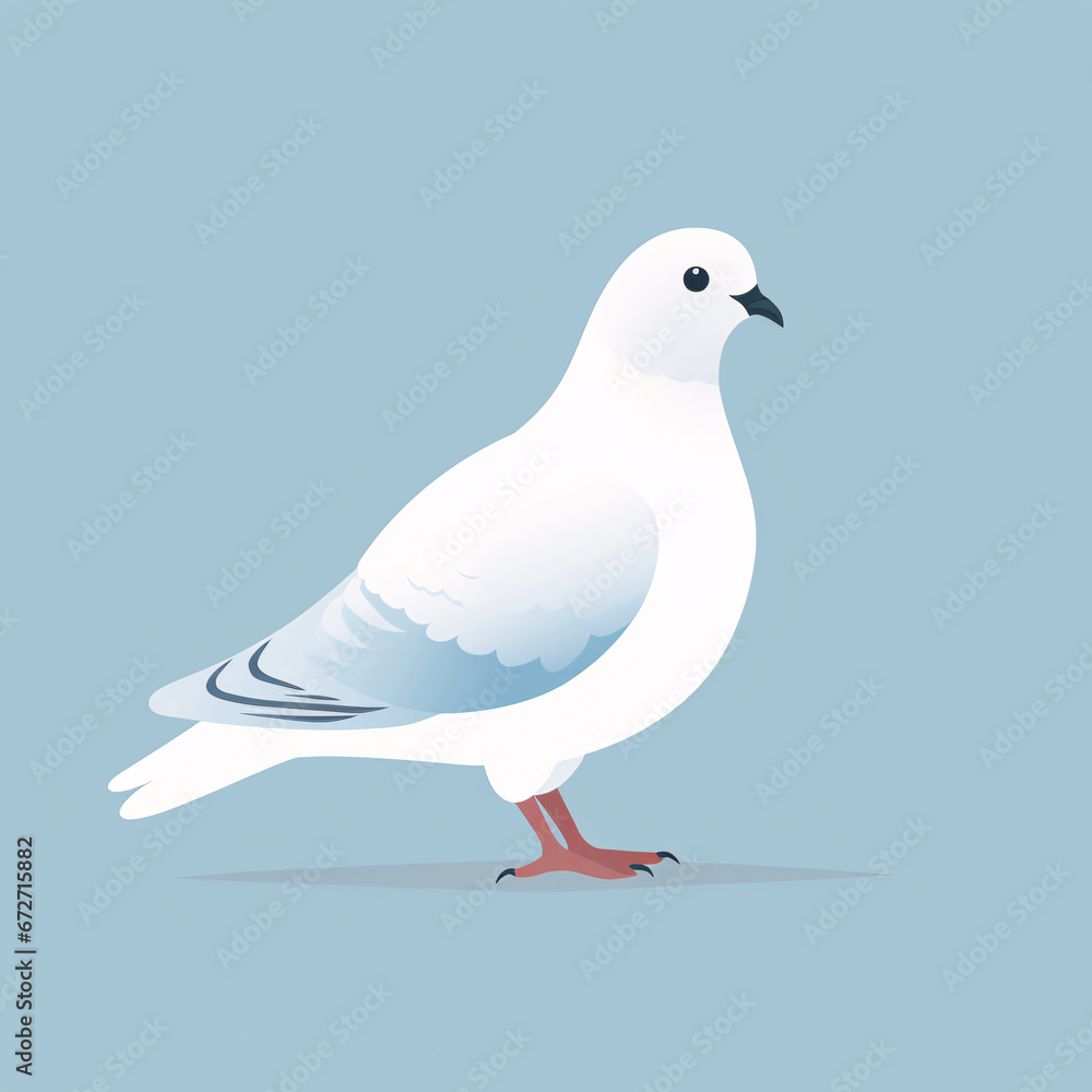 Fototapeta premium Free flying pigeon, urban birds concept illustration