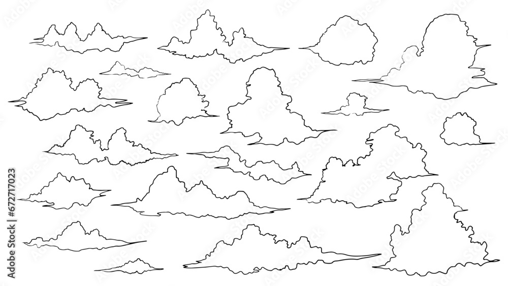 雲の線画イラスト素材 雲の線画イラスト素材