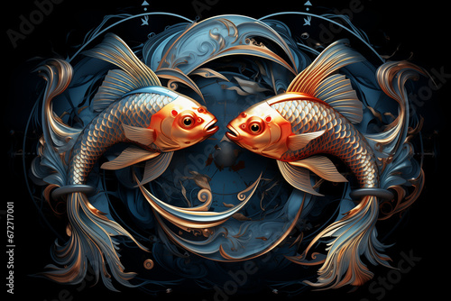 Pisces astrological sign in the zodiac created by generative AI
