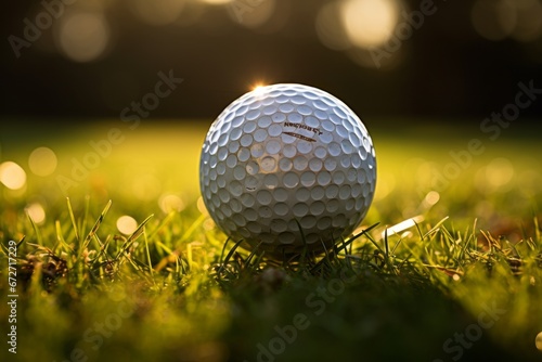 Vibrant Close-up of Golf Ball on Tee with Beautiful Blurry Green Bokeh Background
