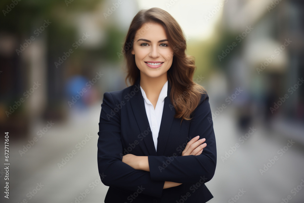Young happy pretty smiling professional business woman created by generative AI Young happy pretty smiling professional business woman created by generative AI