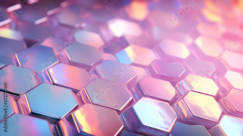 abstract background with hexagons 3d, Holographic hexagonal abstract background