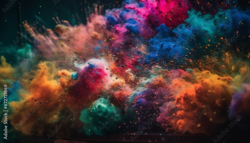 Exploding star creates vibrant multi colored galaxy in abstract design generated by AI Exploding star creates vibrant multi colored galaxy in abstract design generated by AI