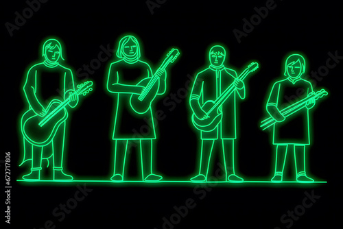 neon medieval musicians. Neural network AI generated art