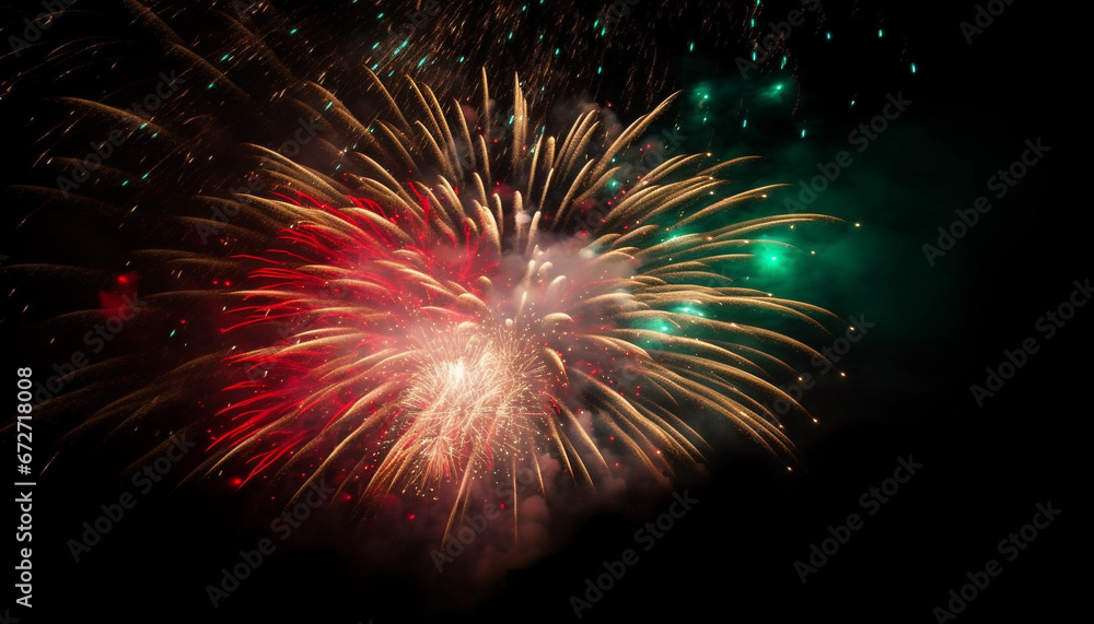 Summer celebration ignites joy with explosive firework display outdoors generated by AI Summer celebration ignites joy with explosive firework display outdoors generated by AI