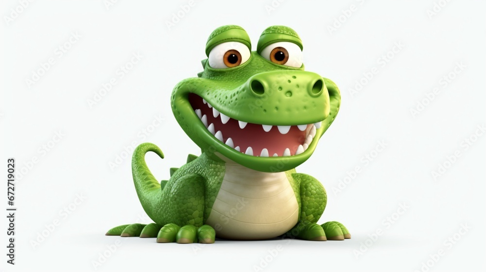 adorable simple alligator clipart white background.Generative AI adorable simple alligator clipart white background.Generative AI