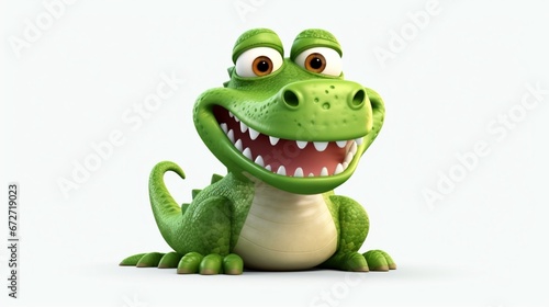 adorable simple alligator clipart white background.Generative AI