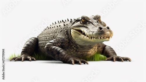 Alligator clipart with white background.Generative AI © sudipdesign