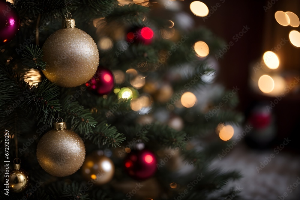 Christmas tree decorations. Generative AI.