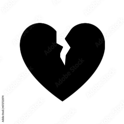 black heart broken icon sign isolated on white and transparent background png. concept of couple sad reject breakup heartbreak divorce turn down love vector illustration © Ryra Ryu